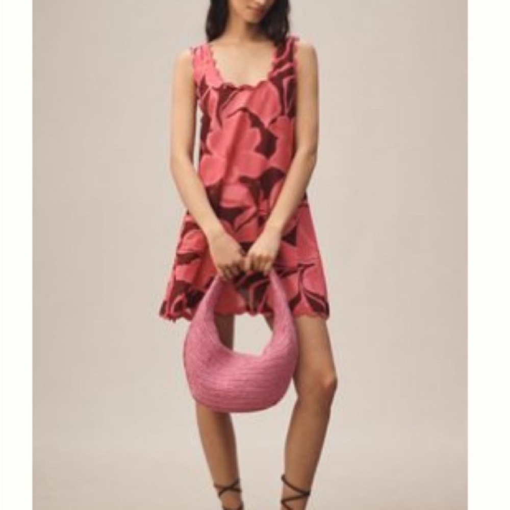 Anthropologie Pink Floral Mini Dress